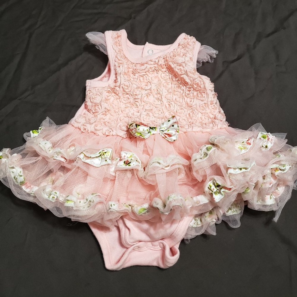 Fancy Tutu Dress Pink Frilly Dance Wedding Party Baby Essentials 6 Month Size